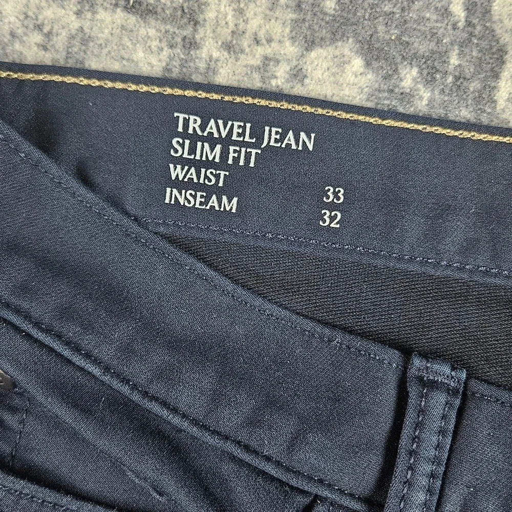 Banana Republic Travel Jean Mens 33x32 Slim Fit Navy Blue Cotton Stretch Pants